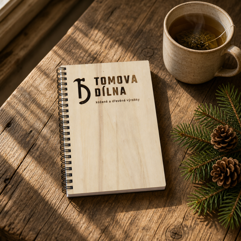 EcoWood Zero-Waste Zápisník z českého lesa s vaším gravírováním