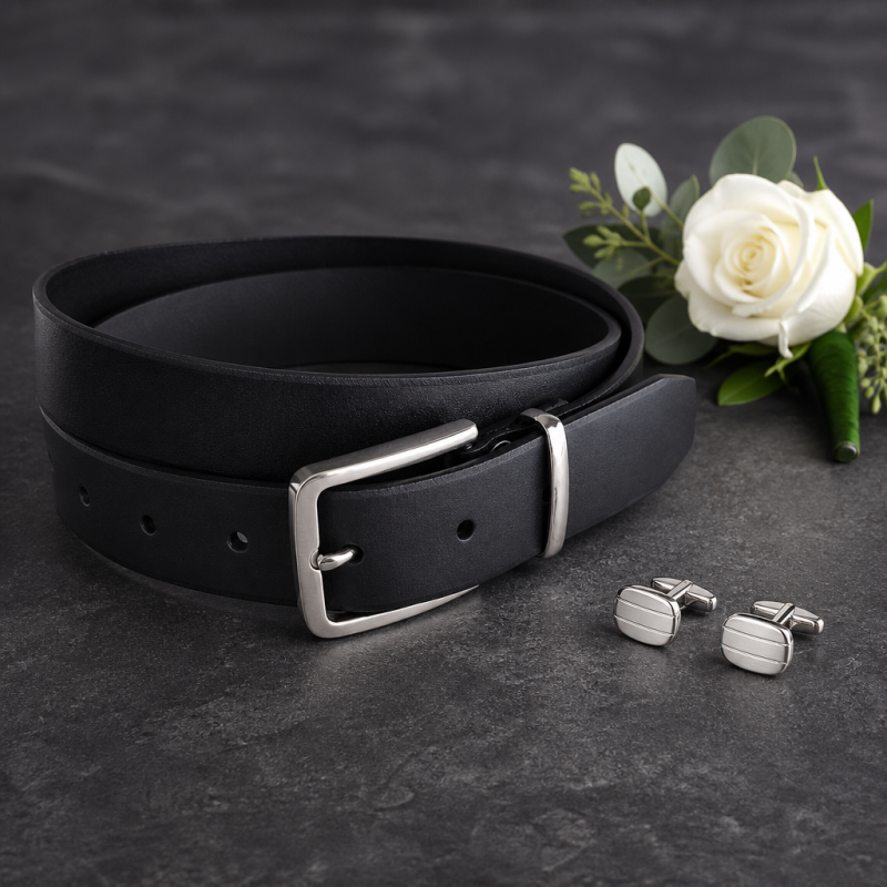 Luxusní svatební opasek Gentleman Black 35mm na míru