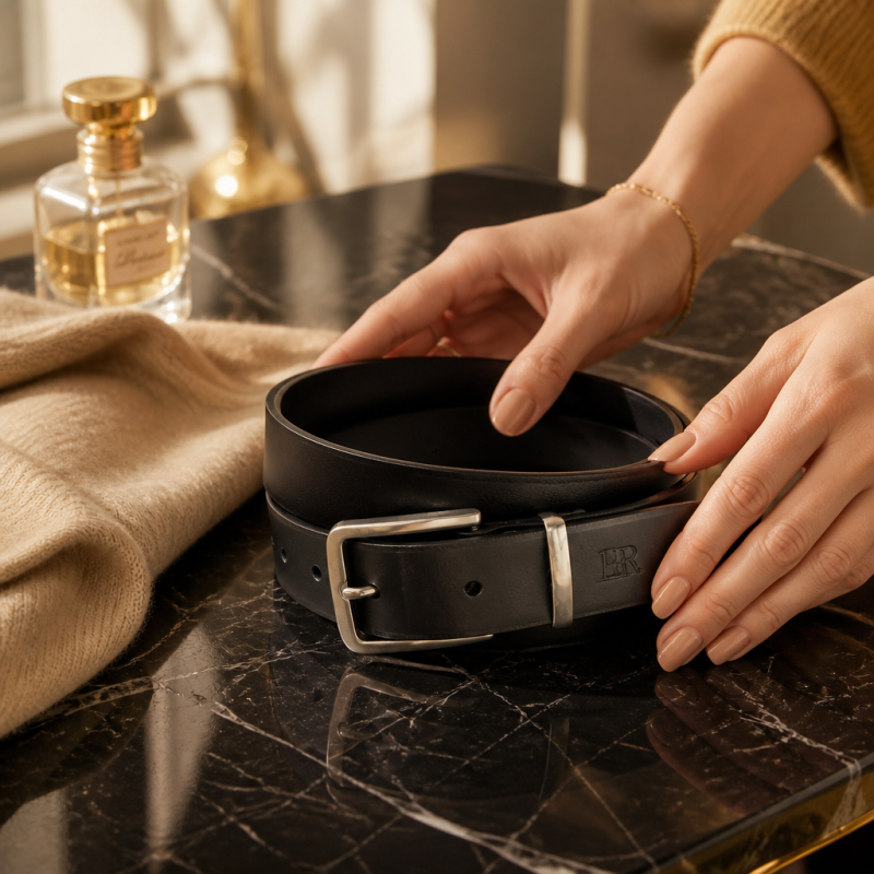 Luxusní dámský kožený opasek Prestige 35mm s vlastním monogramem