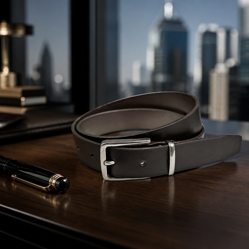 Luxusní manažerský kožený opasek Executive Steel 35mm