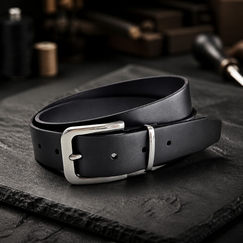 Luxusní pánský kožený opasek Prestige 40 mm s nerezovou sponou