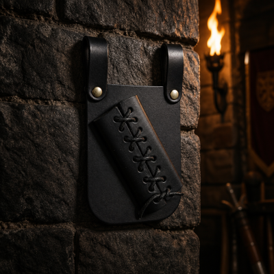 Královský Kožený Závěs na Meč Valhalla - Černá Elegance pro Vaše Zbraně fotka 1009